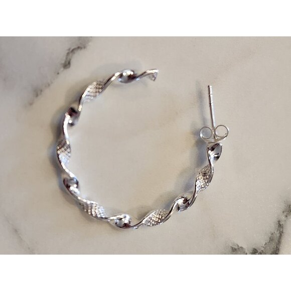 Sterling Silver Twisted Hoop Earrings - Picture 5 of 6